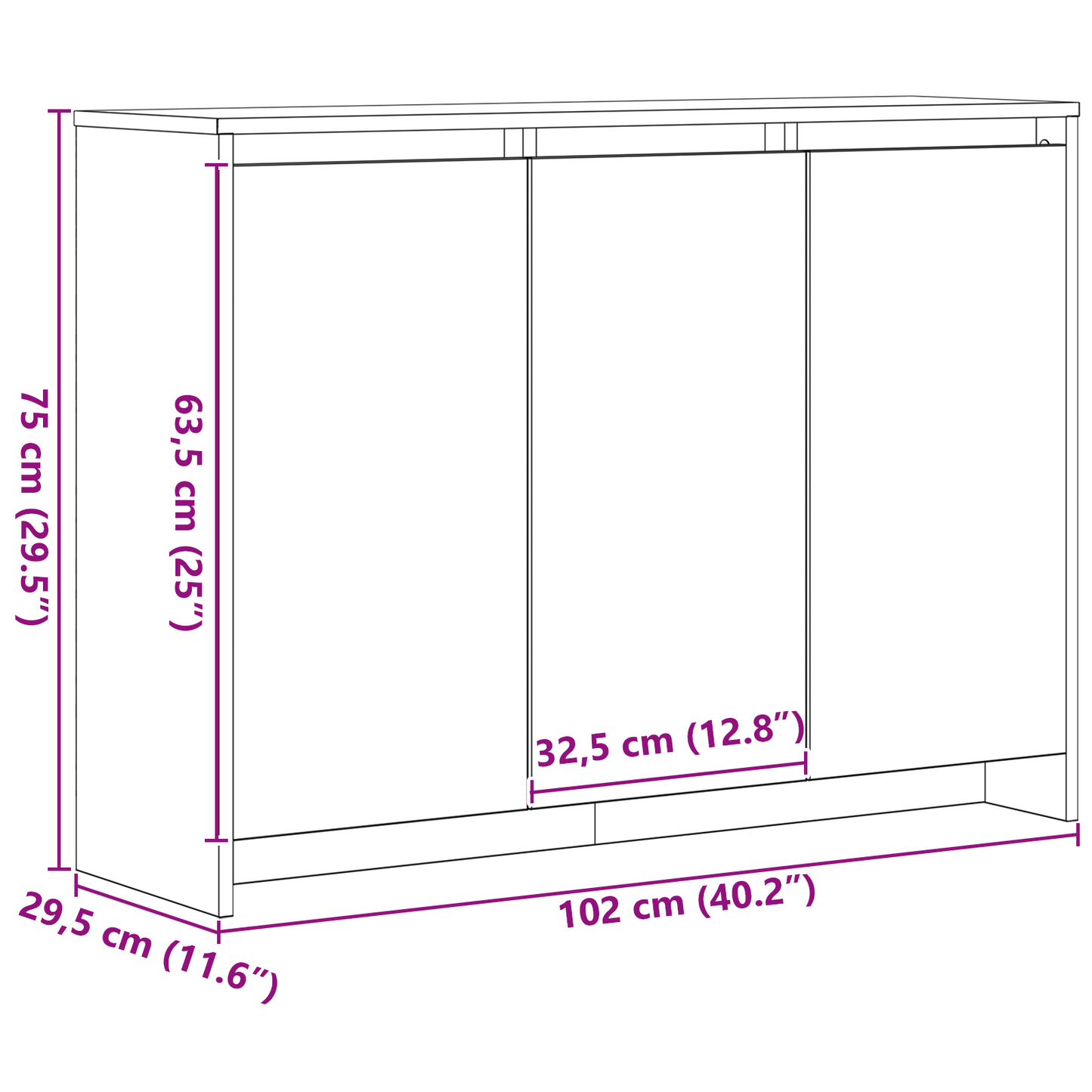 Serviesskap Svart 102 x 29.5 x 75 cm Konstruert tre