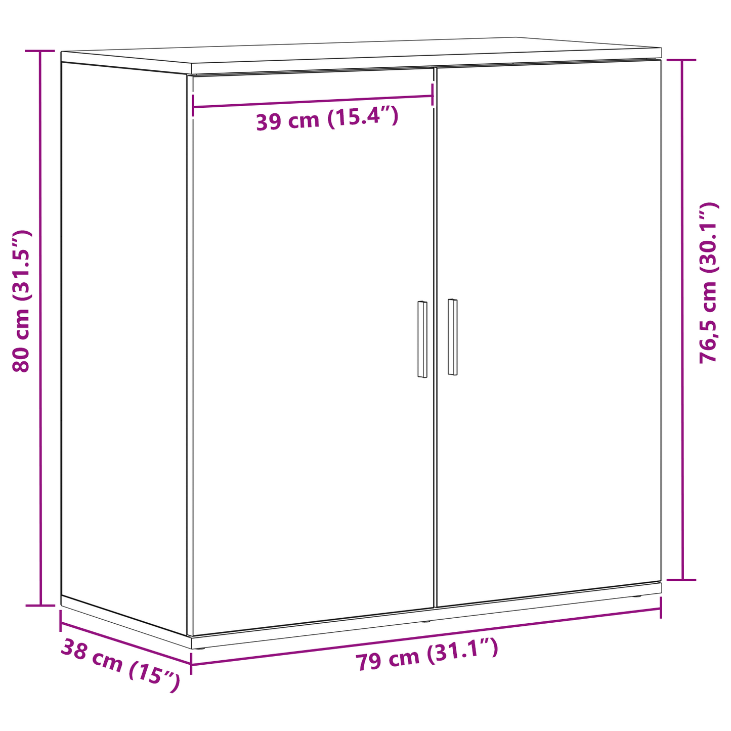 Serviesskap Svart Eik 79 x 38 x 80 cm Konstruert tre