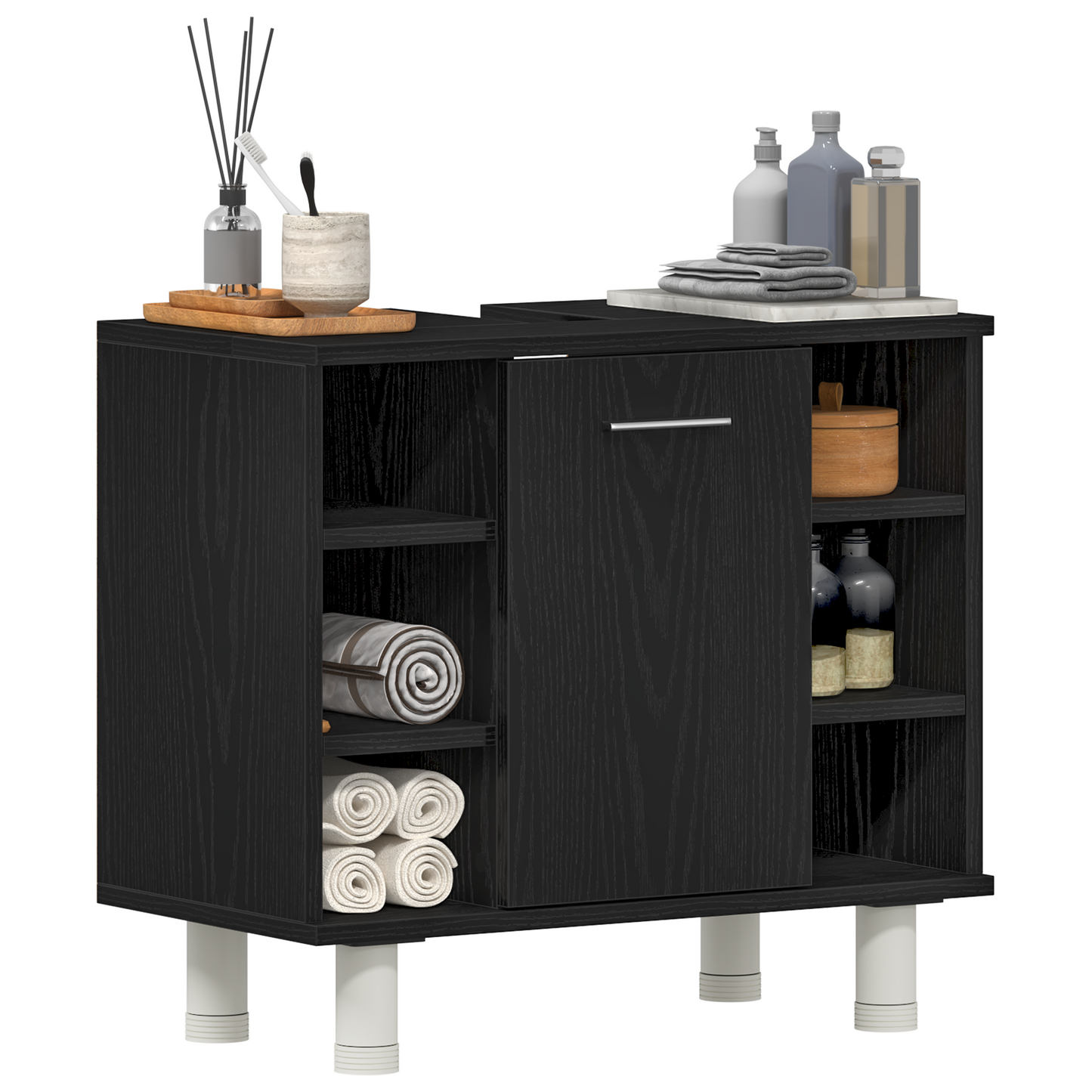 Baderomsskap Svart Eik 60 x 32 x 54 cm Konstruert tre
