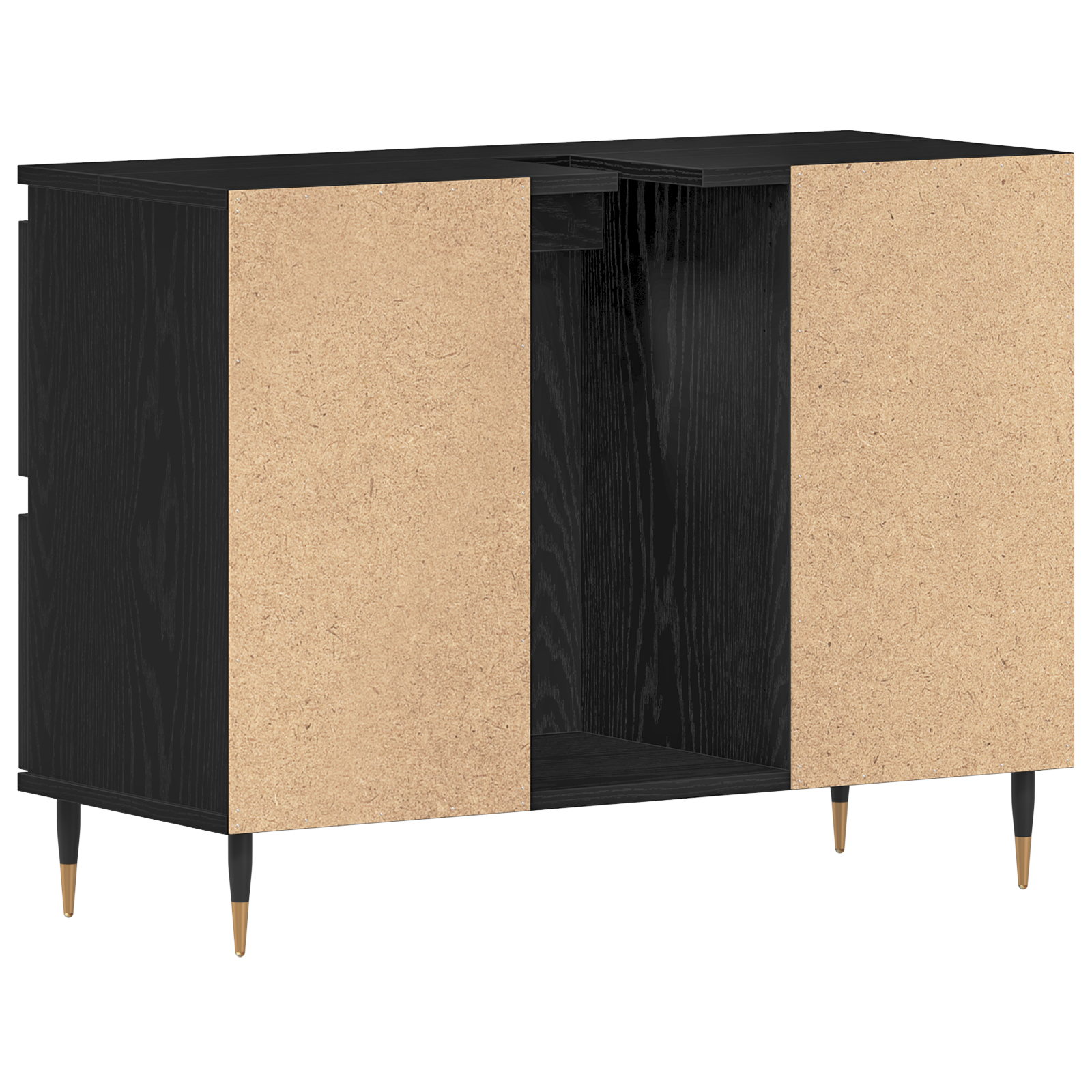 Vaskeskap med skuff Svart Eik 80 x 33 x 60 cm Konstruert tre