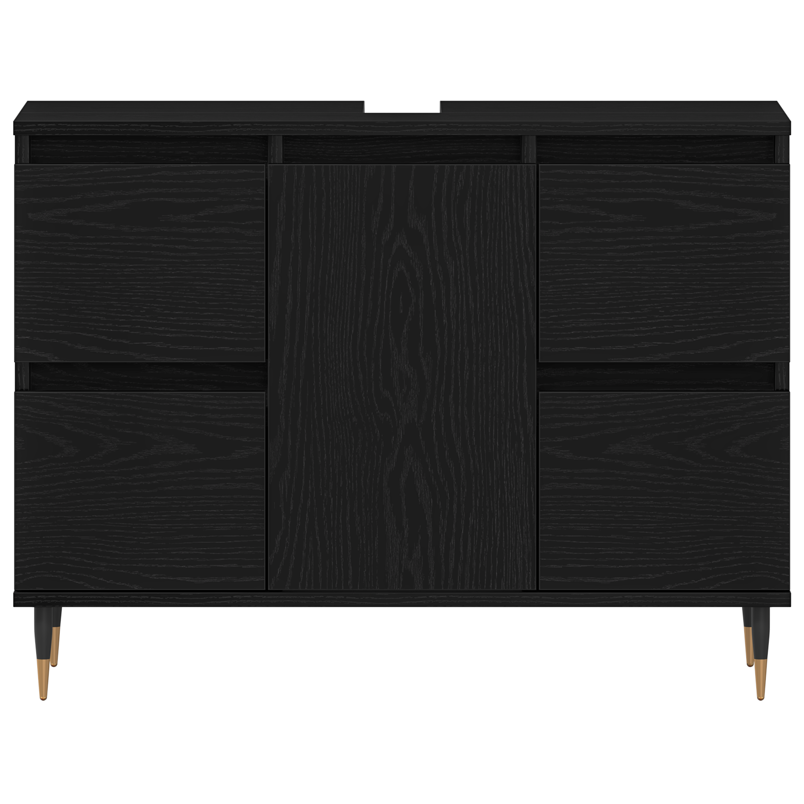 Vaskeskap med skuff Svart Eik 80 x 33 x 60 cm Konstruert tre