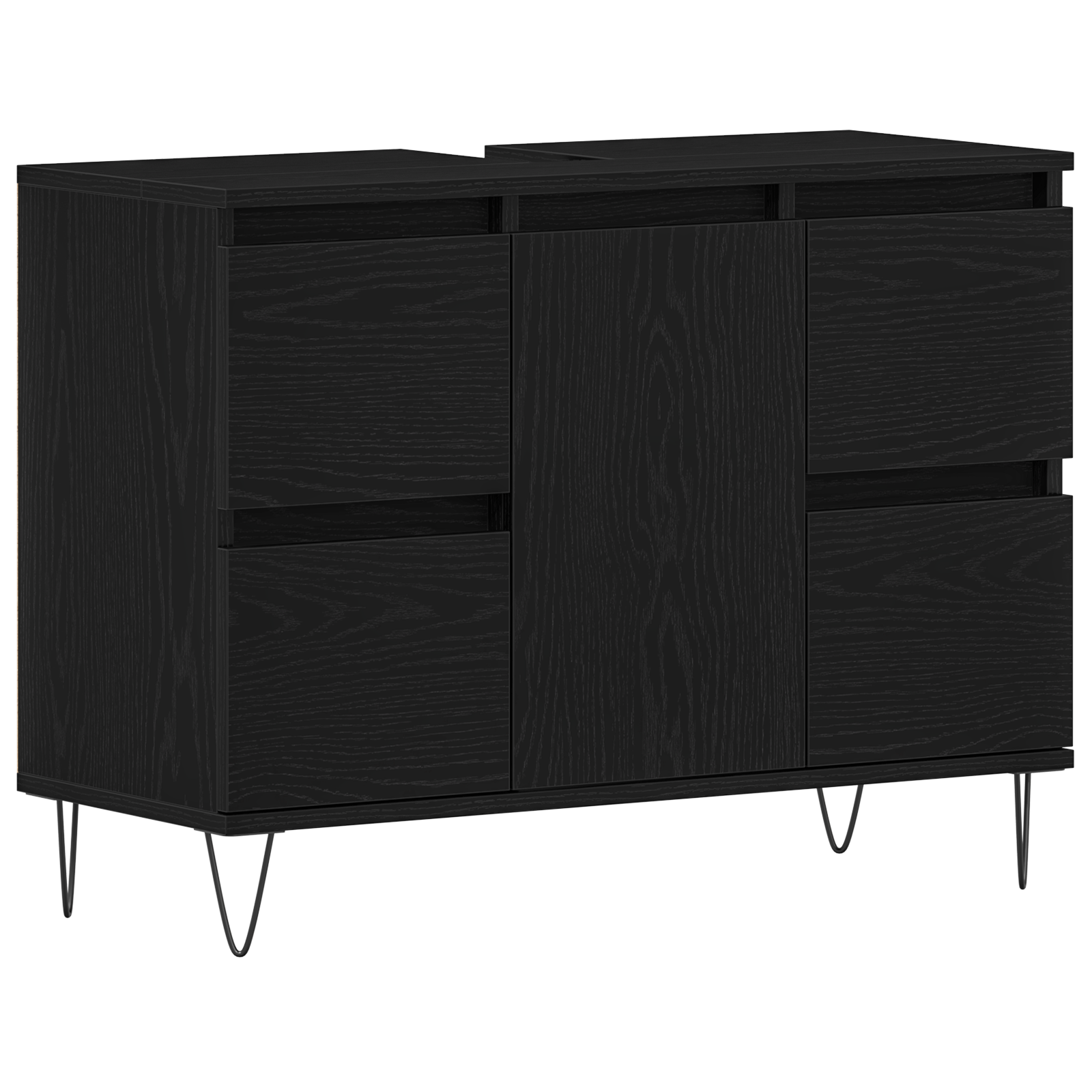 Vask cabinets med dør Svart Eik 80 x 33 x 60 cm Konstruert tre