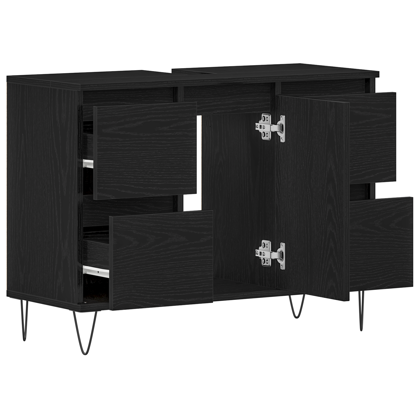Vask cabinets med dør Svart Eik 80 x 33 x 60 cm Konstruert tre