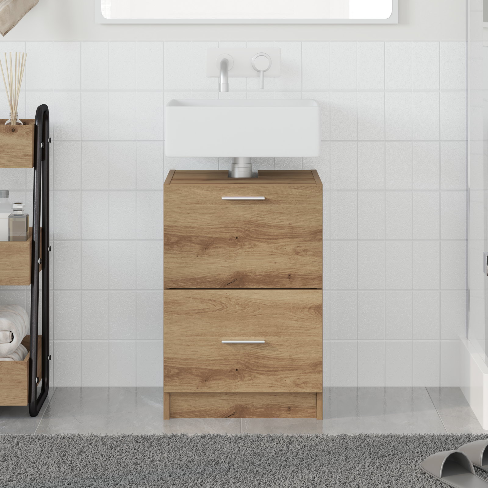 Vaskeskap med skuff Artisan Eik 40 x 37 x 59 cm Konstruert tre