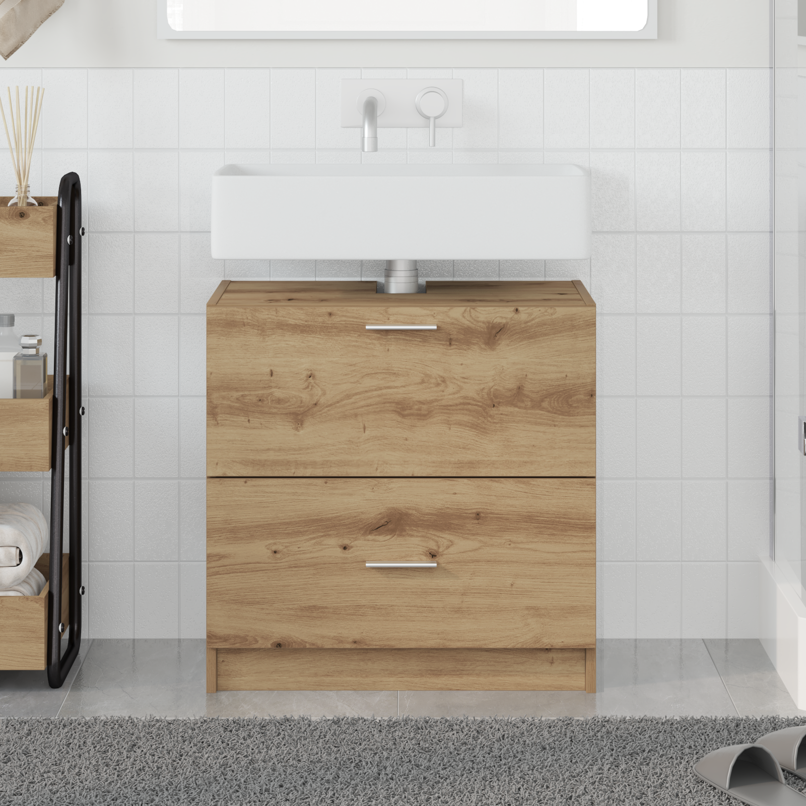 Vaskeskap med skuff Artisan Eik 59 x 37 x 59 cm Konstruert tre