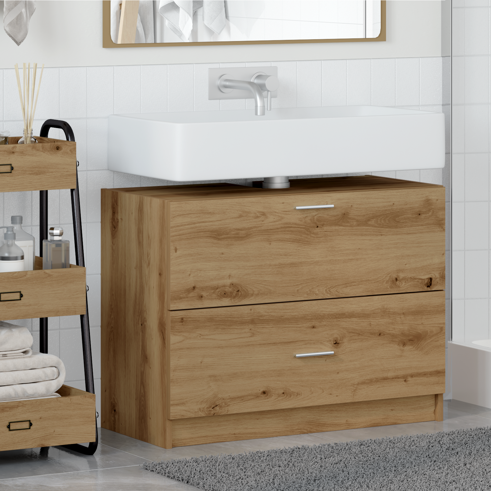 Vaskeskap med skuff Artisan Eik 78 x 37 x 59 cm Konstruert tre