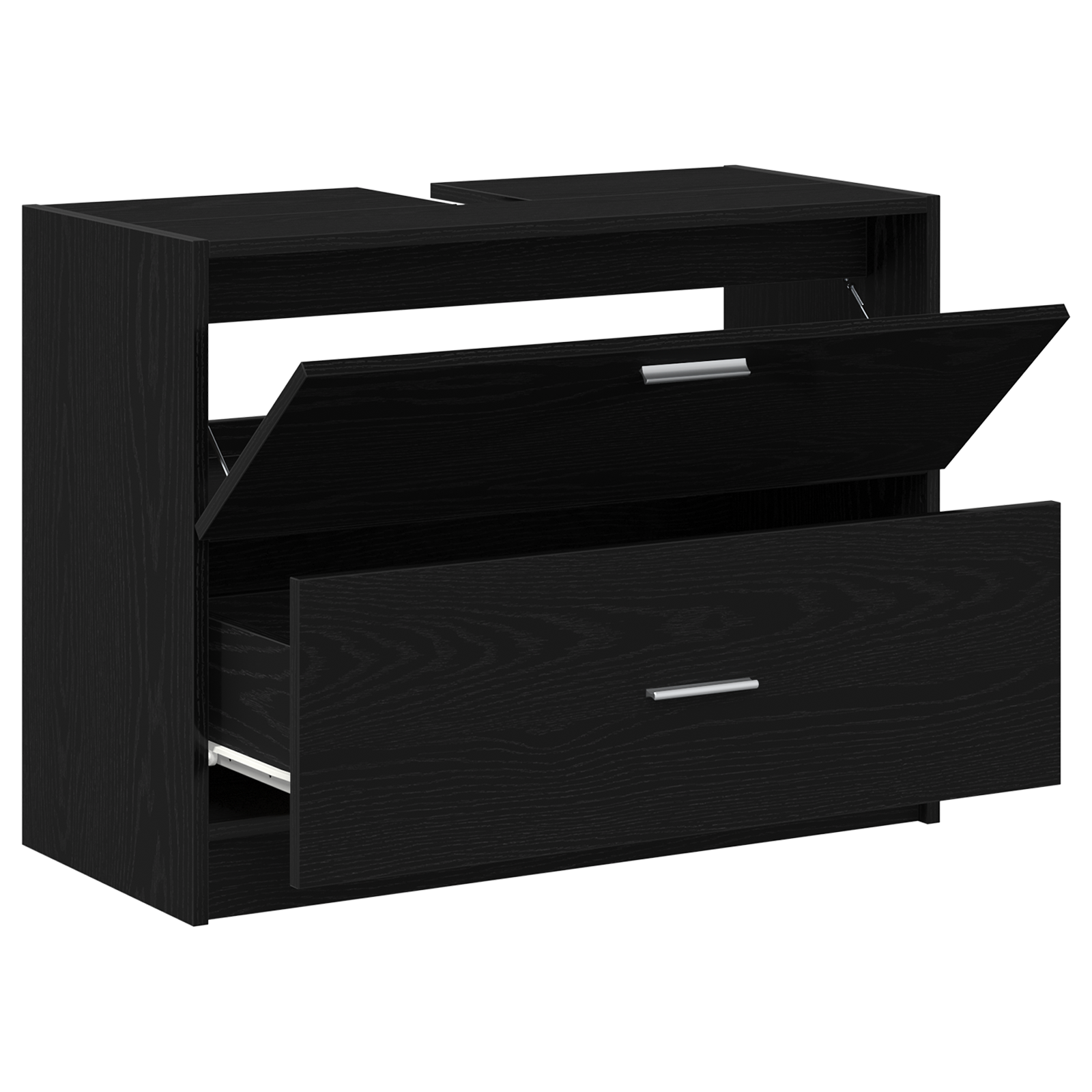 Vaskeskap med skuff Svart Eik 78 x 37 x 59 cm Konstruert tre