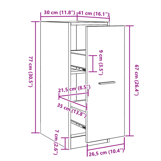 Apotekskap Svart eik 30 x 41 x 77,5 cm Konstruert tre