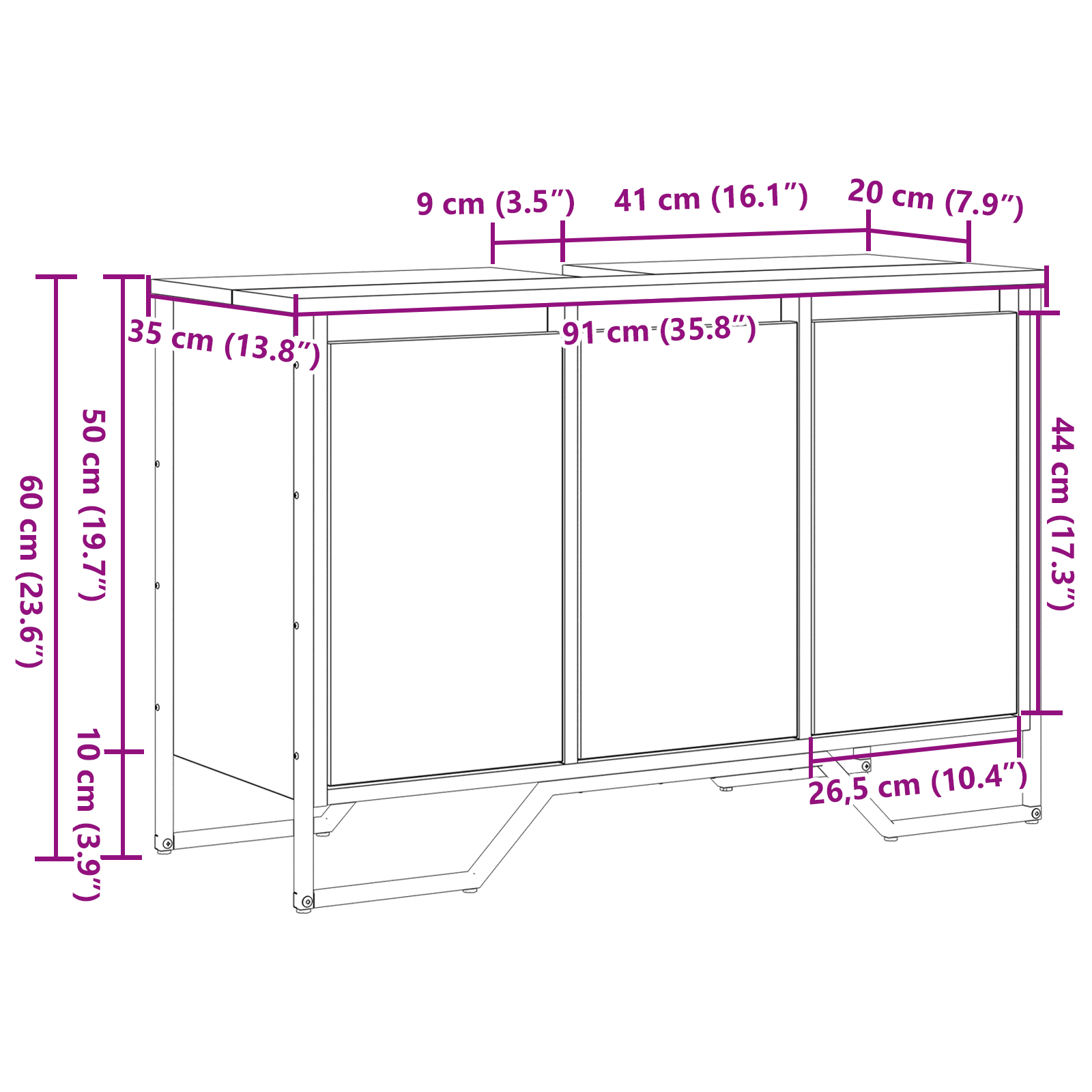 Vaskeskap med lagring Gamle tre 91 x 35 x 60 cm Konstruert tre