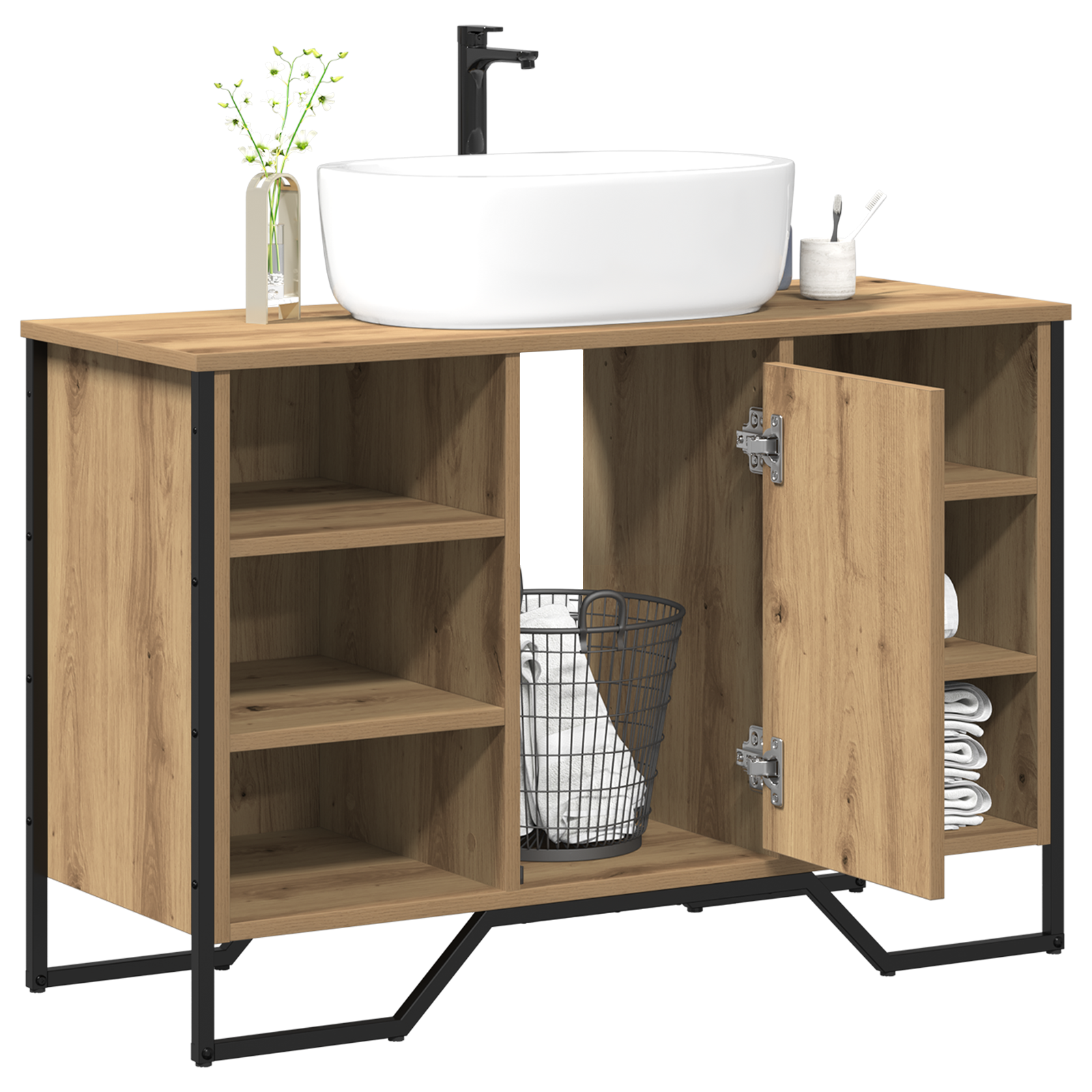 Vaskeskap med dør Artisan Eik 91 x 35 x 60 cm Konstruert tre