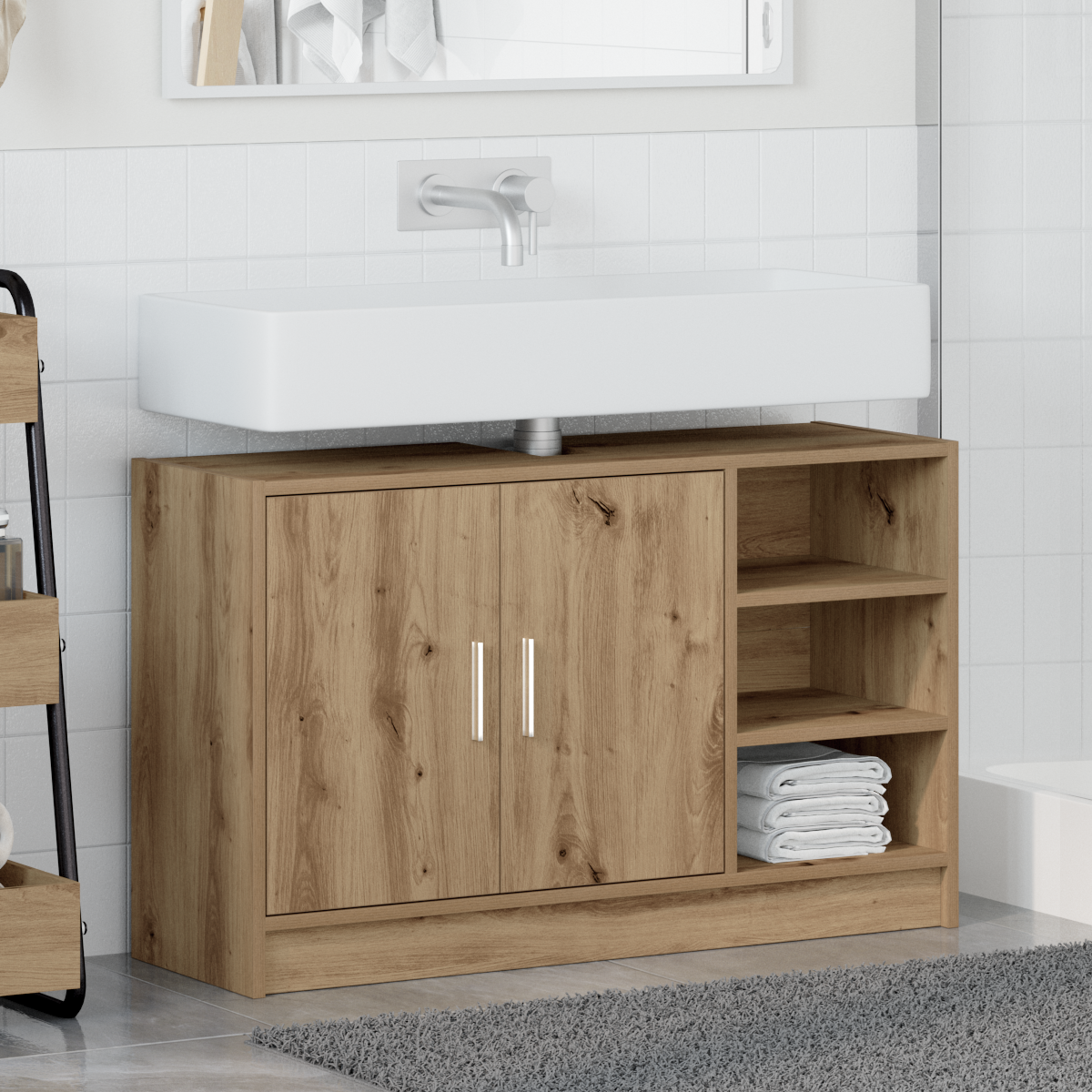 Vaskeskap med dør Artisan Eik 90 x 29 x 55 cm Konstruert tre