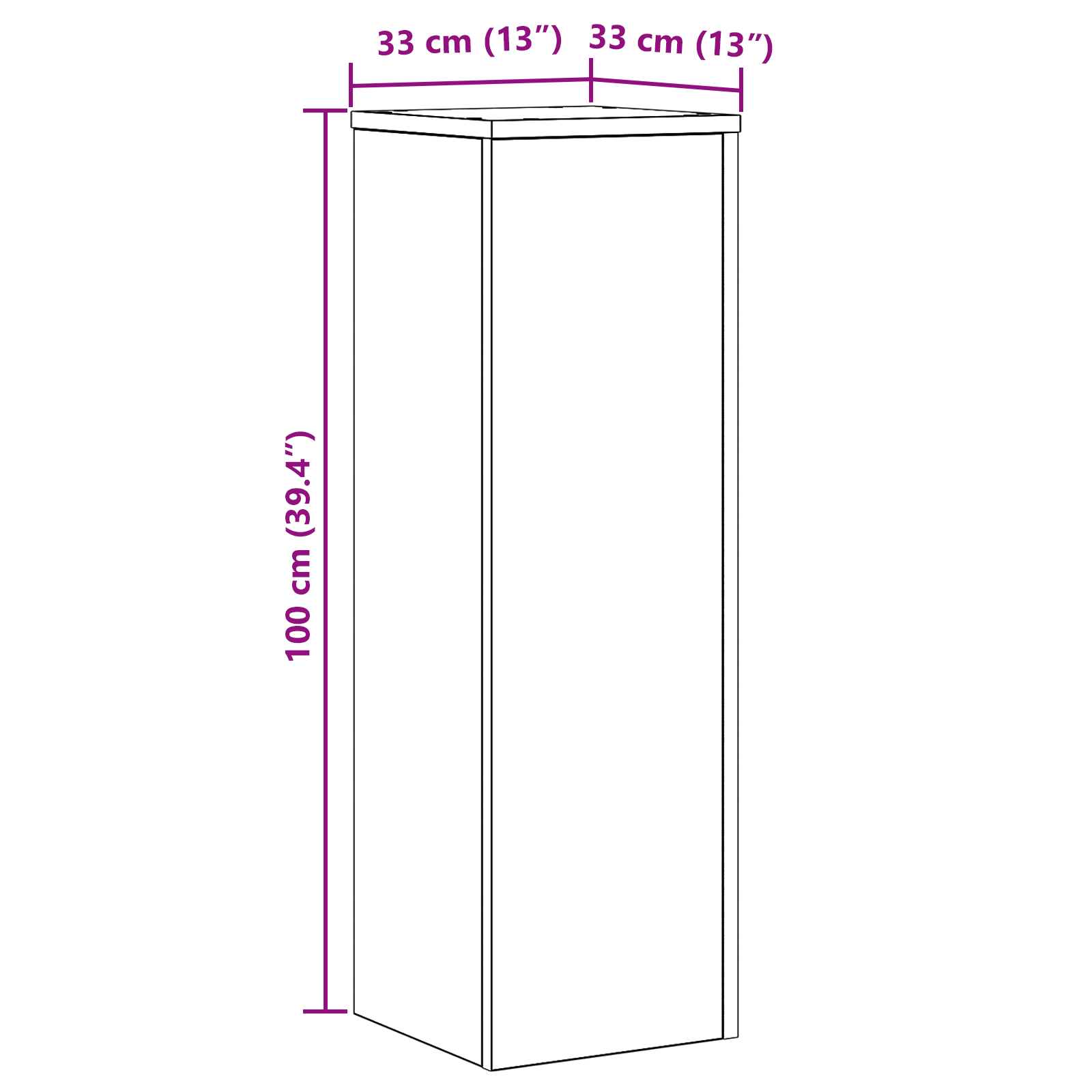 Planteholder Svart Eik 33 x 33 x 100 cm Konstruert tre