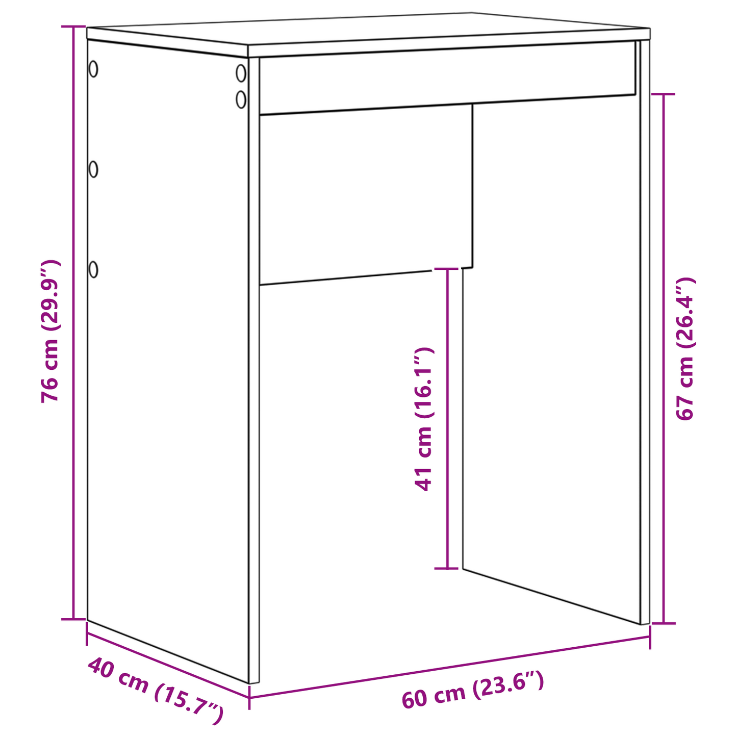 Skrivebord Hvit 60 x 40 x 76 cm