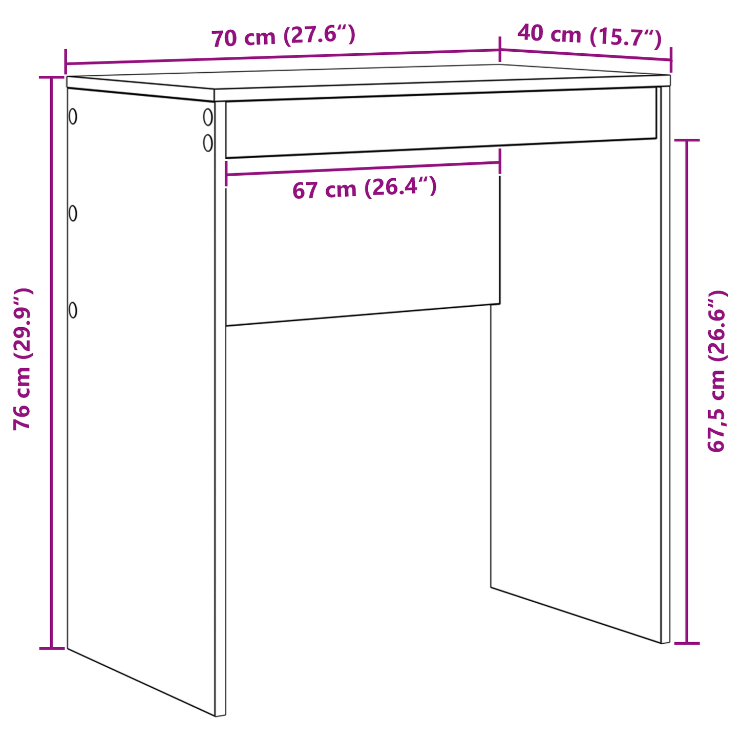 Skrivebord Hvit 70 x 40 x 76 cm