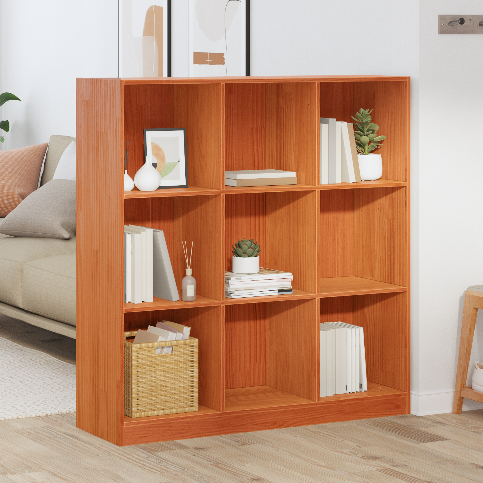 Bokhylle / romdeler Voksbrun 104 x 33 x 110 cm Heltre furu