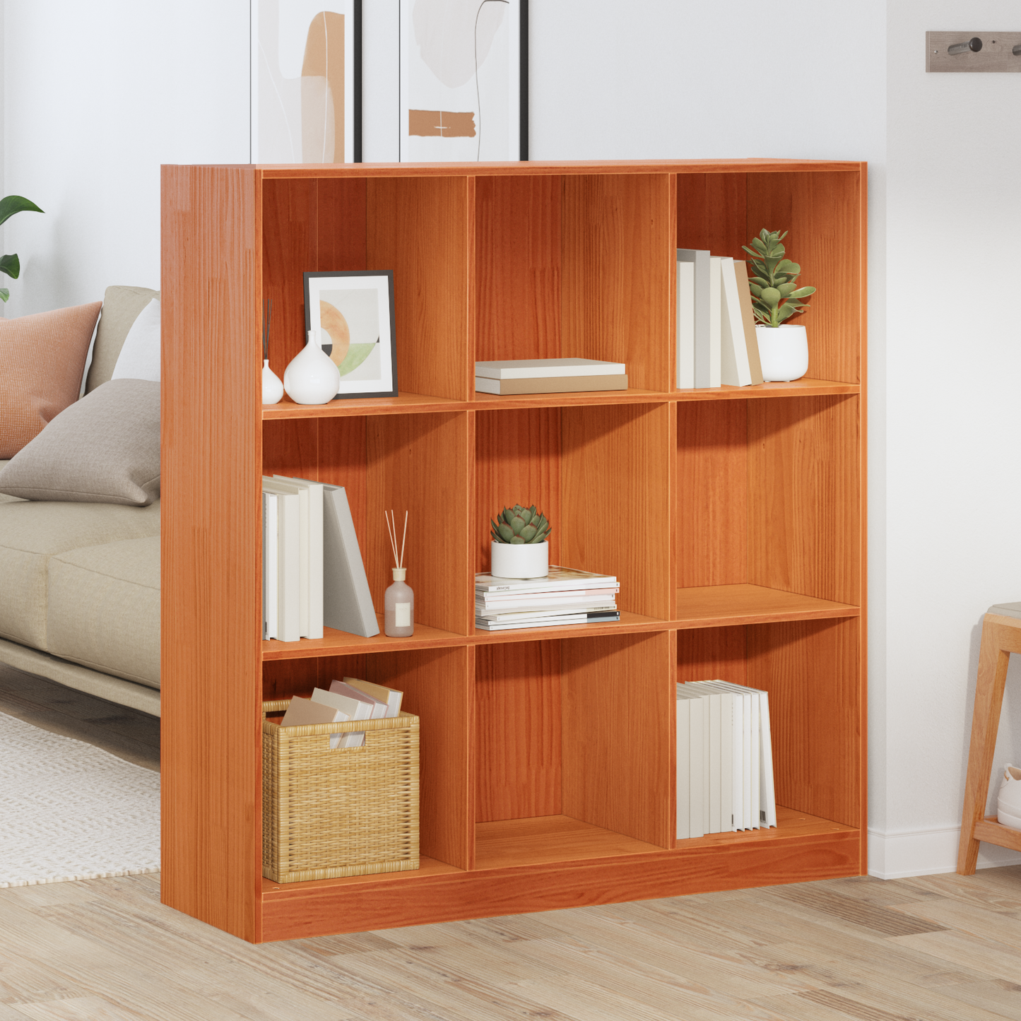 Bokskap Vokset Brun 104 x 33 x 110 cm Massiv furu