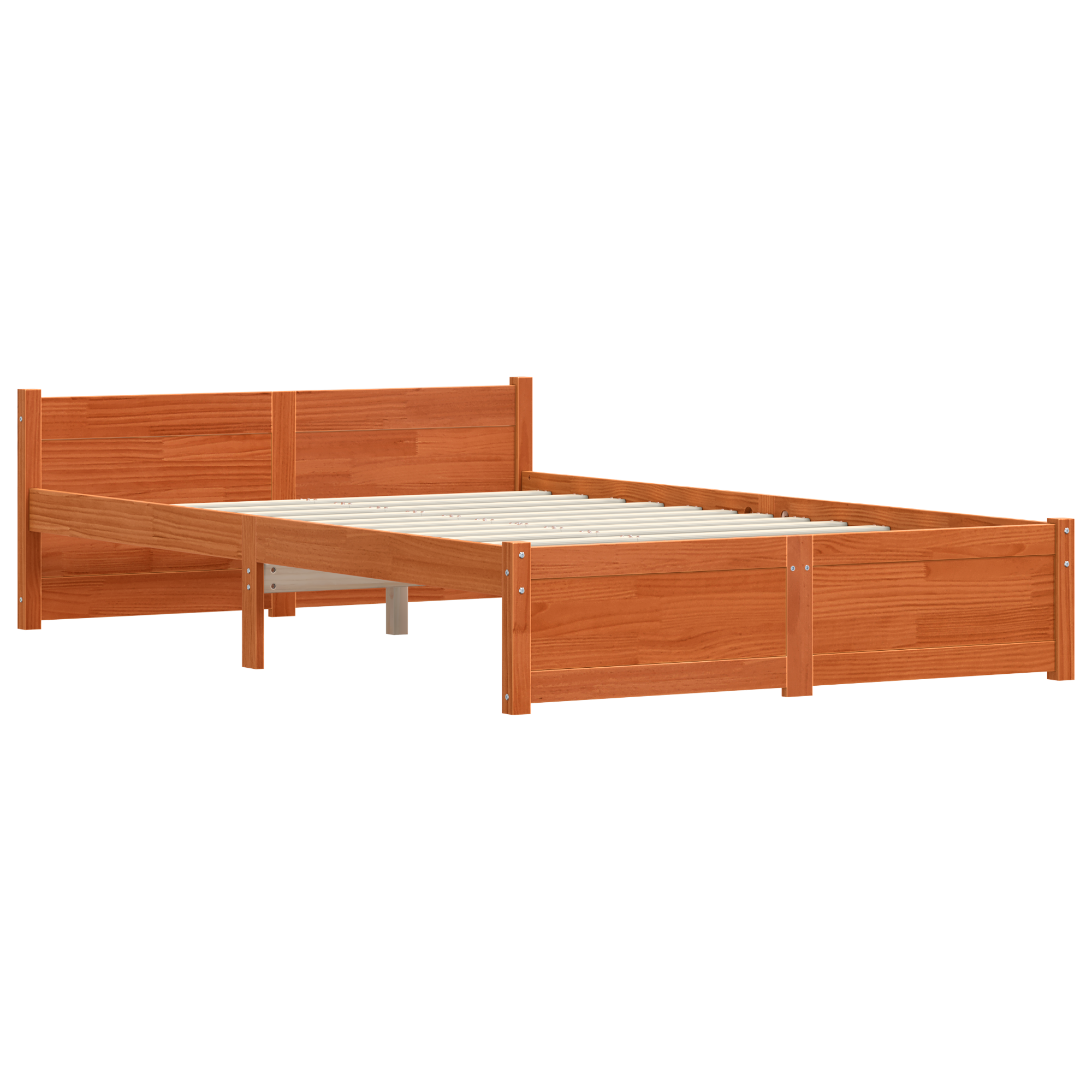 Sengestamme med hodegjerde Voksbrun 120 x 200 cm Heltre furu