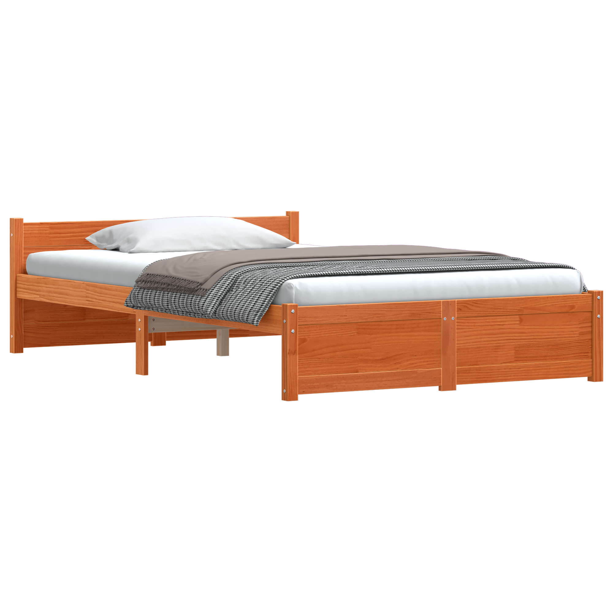 Sengestamme med hodegjerde Voksbrun 120 x 200 cm Heltre furu