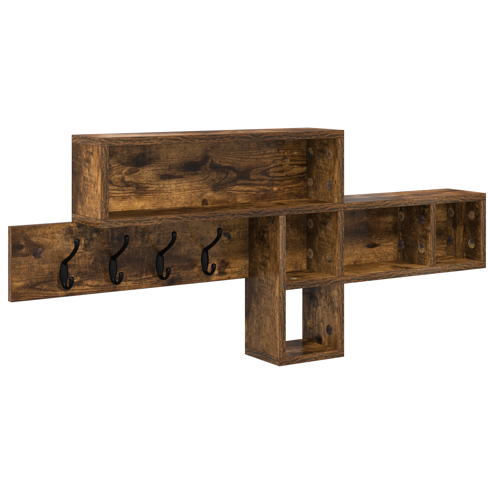 Vegghengt kleshenger Røkt eik 100 x 12 x 43.5 cm Konstruert tre