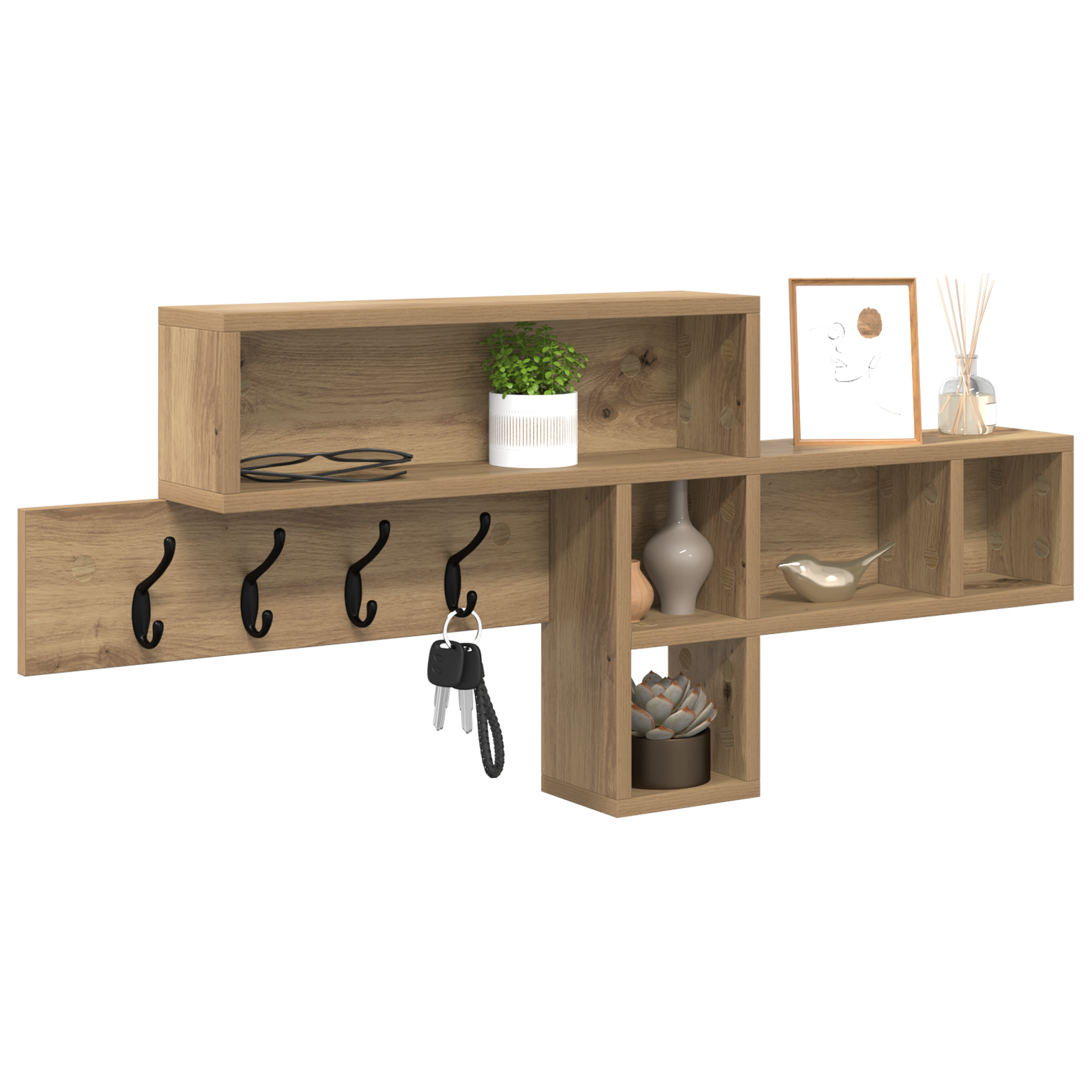 Vegghengt kleshenger med hylle artisan eik 100 x 12 x 43.5 cm