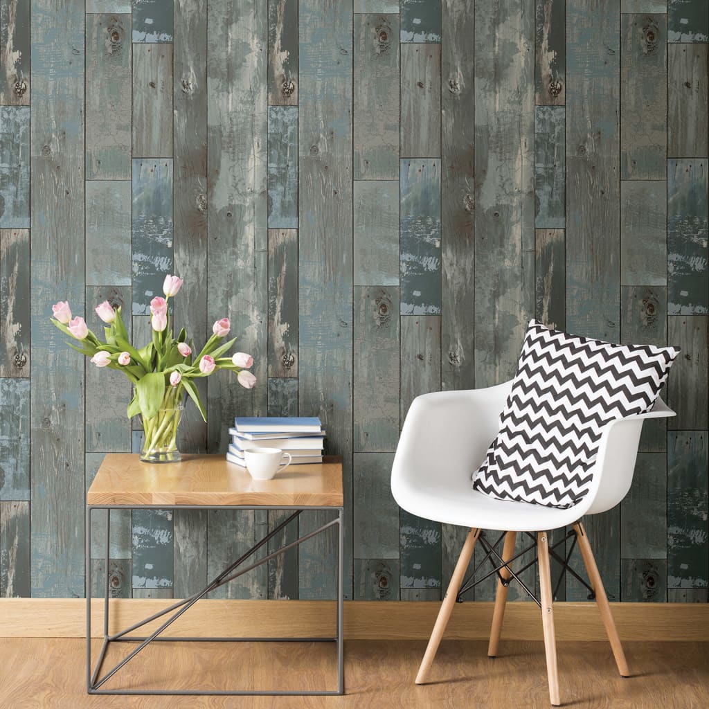 DUTCH WALLCOVERINGS Veggpanel drivved gråblå