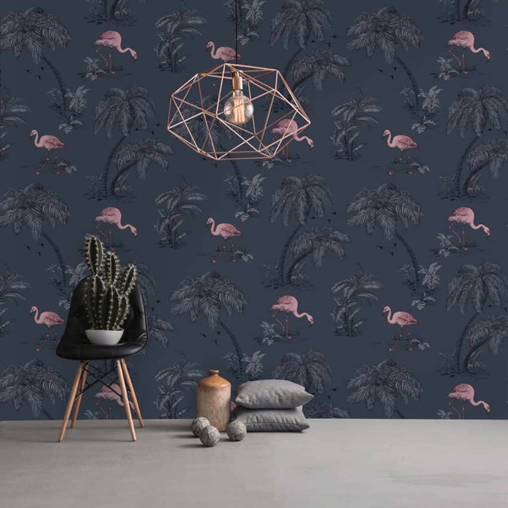 DUTCH WALLCOVERINGS Veggpanel flamingo petrolblå