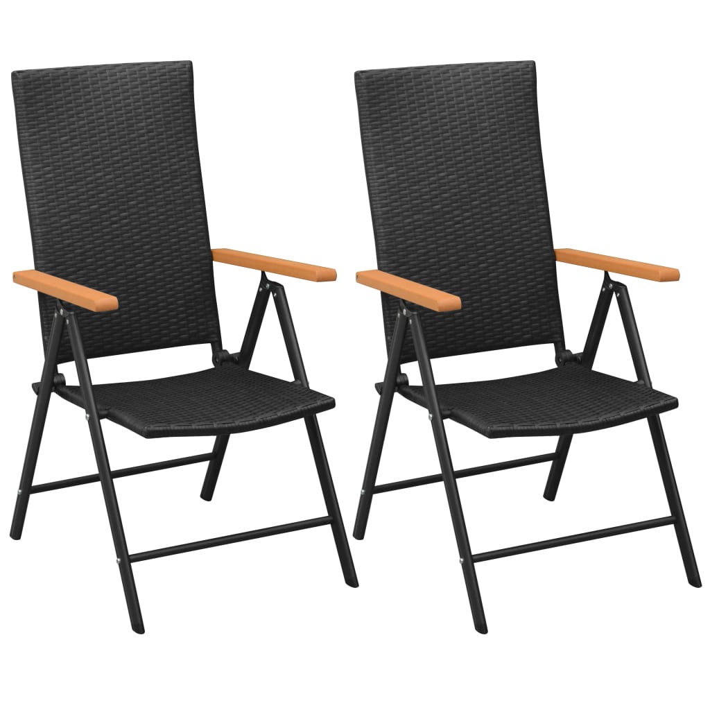 Stablebare hagestoler 2 stk polyrotting svart