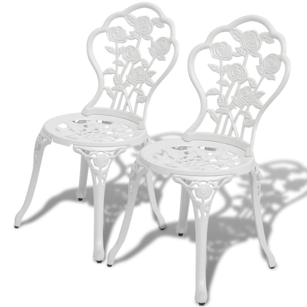 Bistrostoler 2 stk støpt aluminium hvit