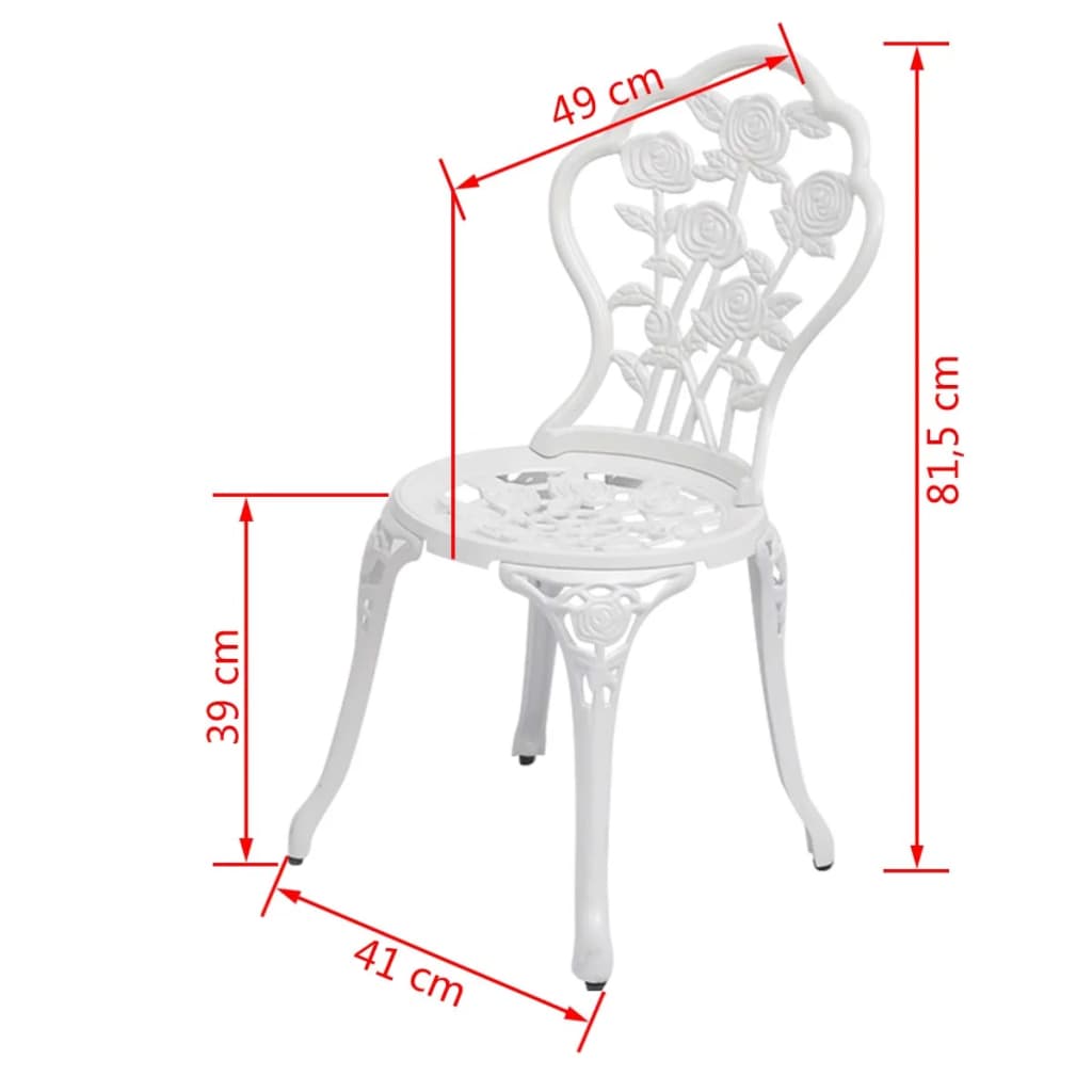 Bistrostoler 2 stk støpt aluminium hvit