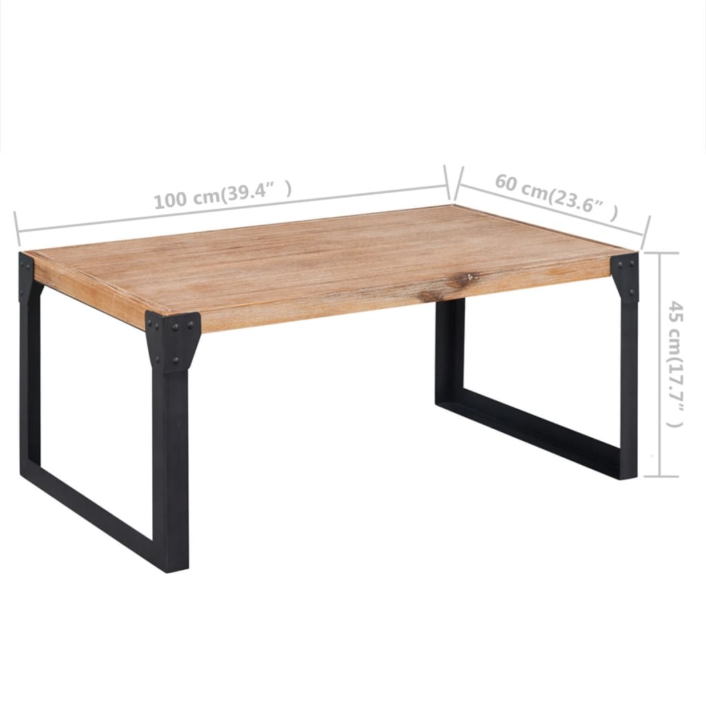 Salongbord massivt akasietre 100x60x45 cm