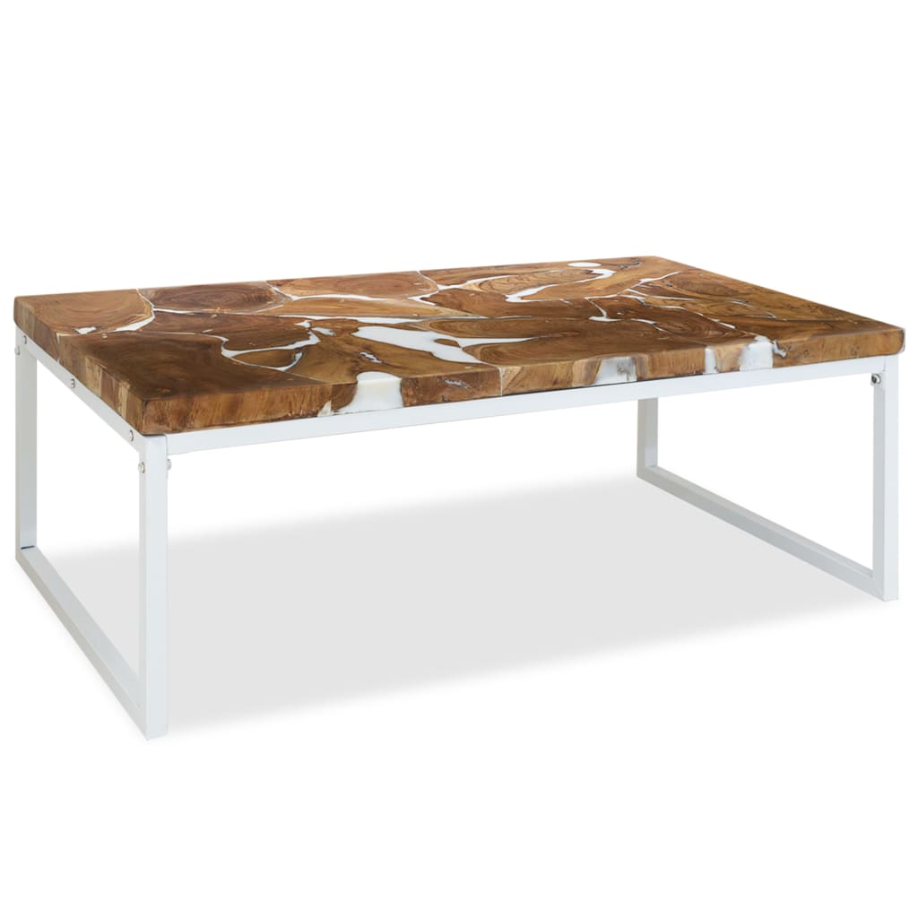 Salongbord teak harpiks 110x60x40 cm