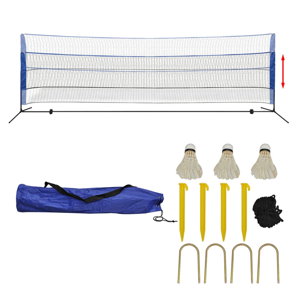 Badmintonnett med fjærballer 500x155 cm