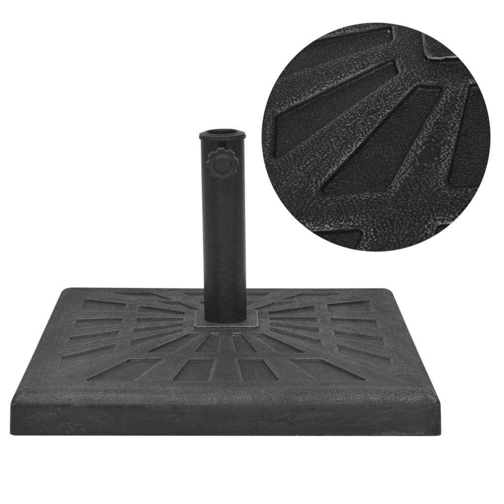 Parasollfot harpiks kvadrat svart 19 kg