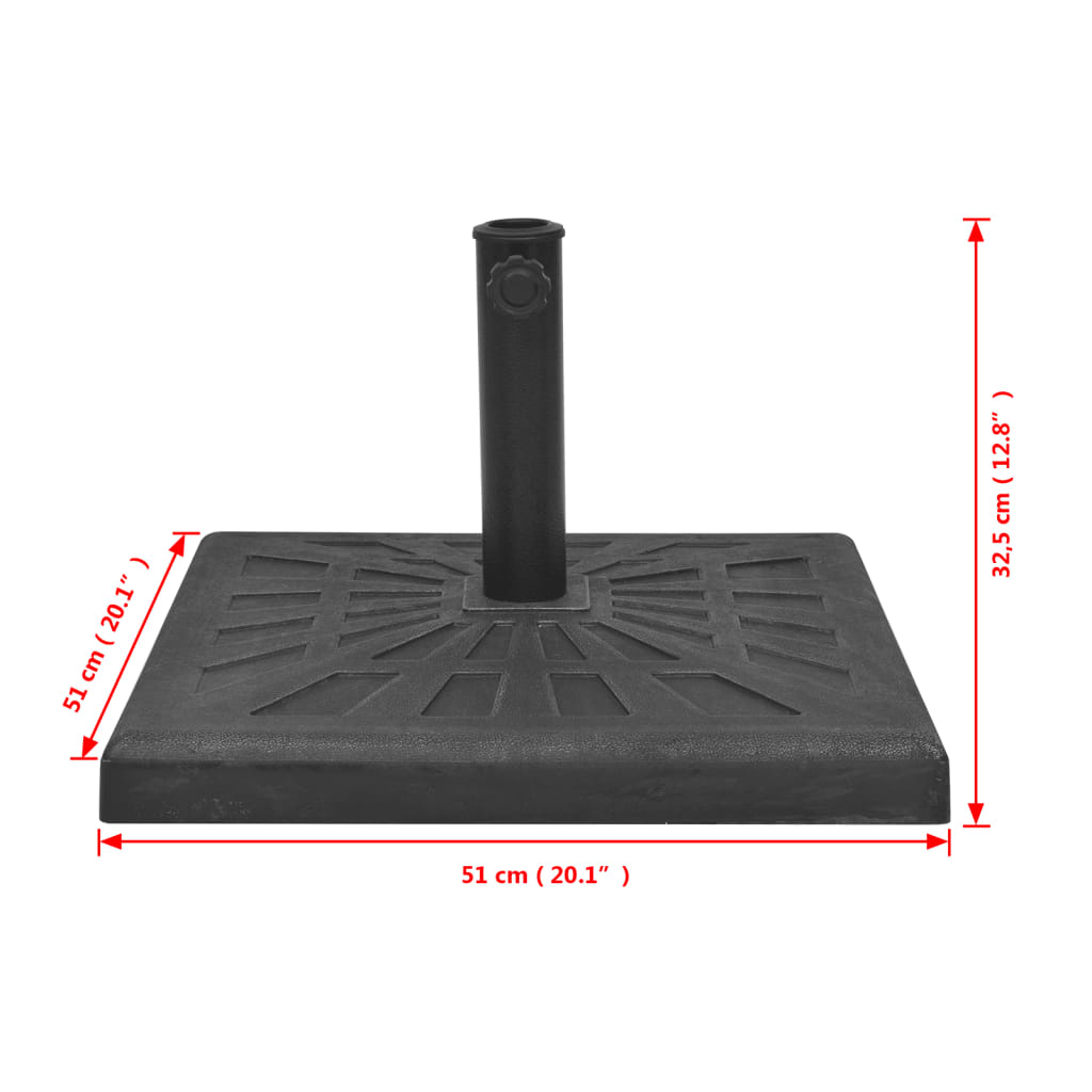 Parasollfot harpiks kvadrat svart 19 kg