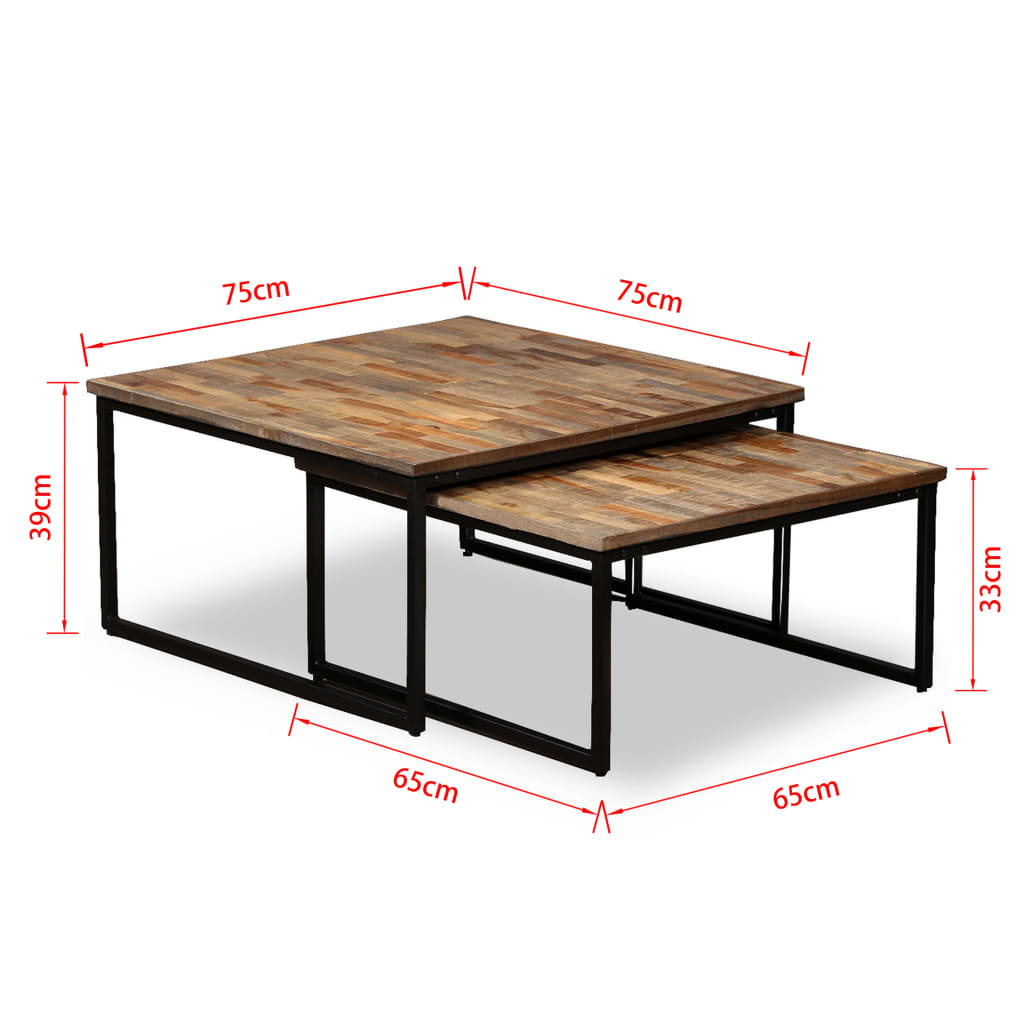 Settbord salongbord 2 deler heltre gjenvunnet teak