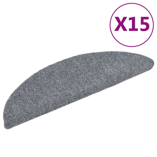 Trappematter selvklebende 15 stk 56x17x3 cm lysegrå halvrund