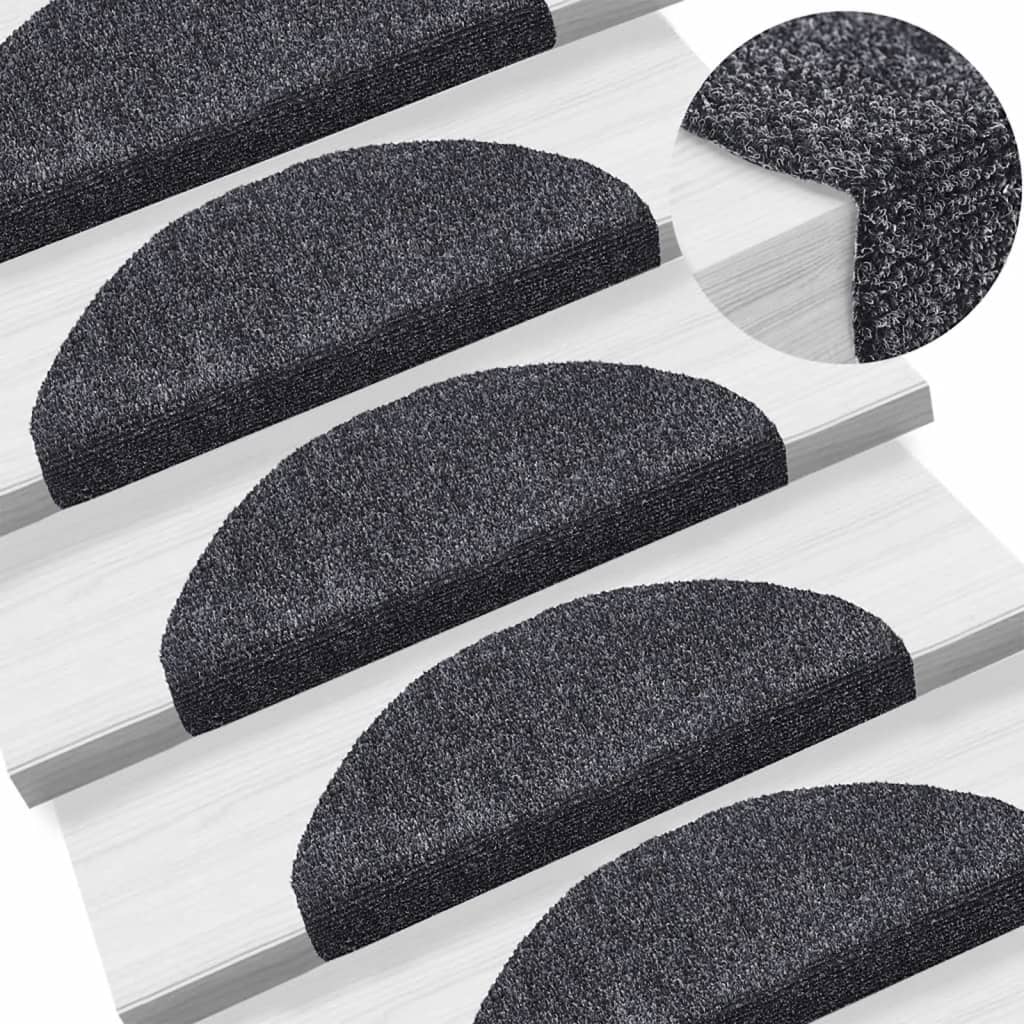 Trappematter selvklebende 15 stk 65x21x4 cm mørkegrå halvrund store