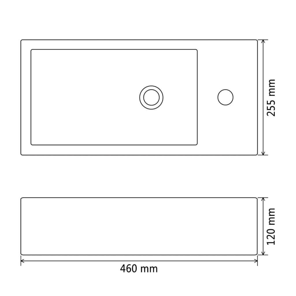 Servant med kranhull rektangulær keramisk svart 46x25,5x12 cm