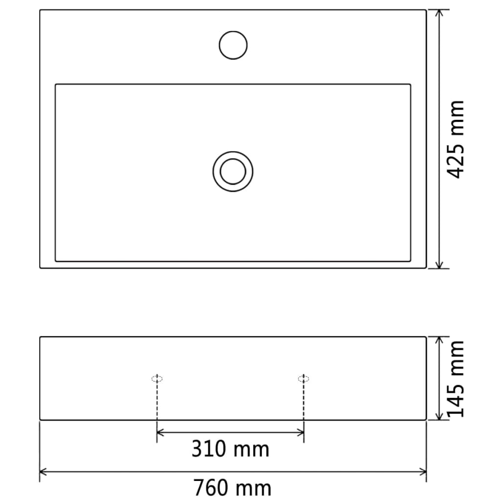 Servant med kranhull keramisk svart 76x42,5x14,5 cm