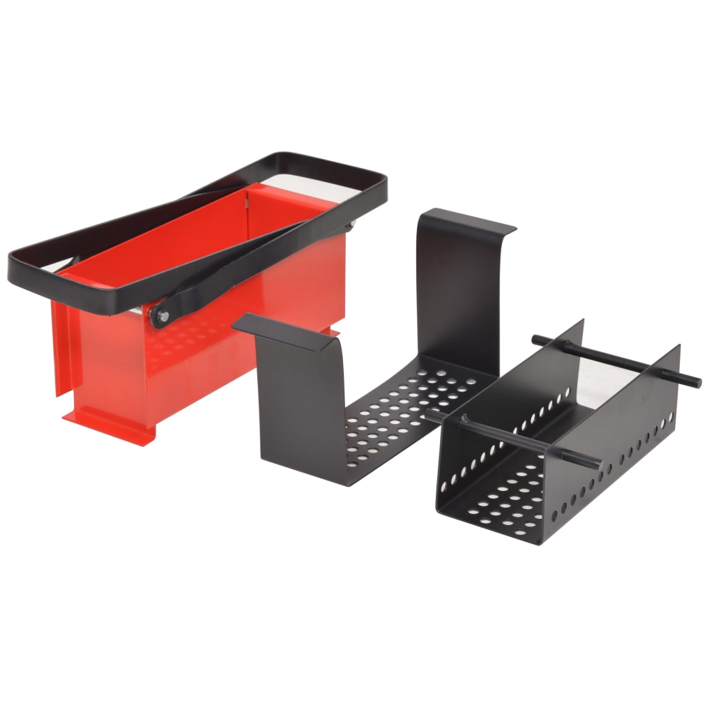 Papirbrikettpresse stål 34x14x14 cm svart og rød