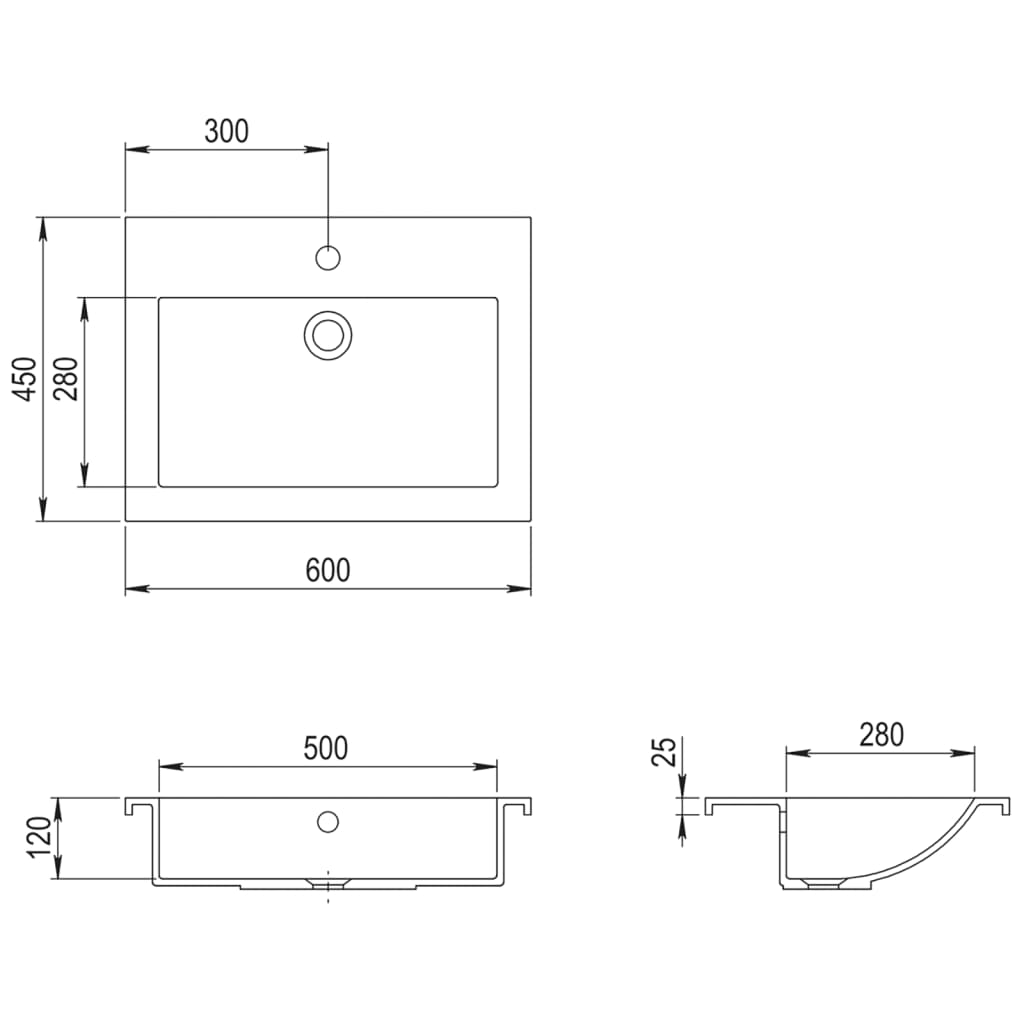 Servant granitt 600x450x120 mm grå