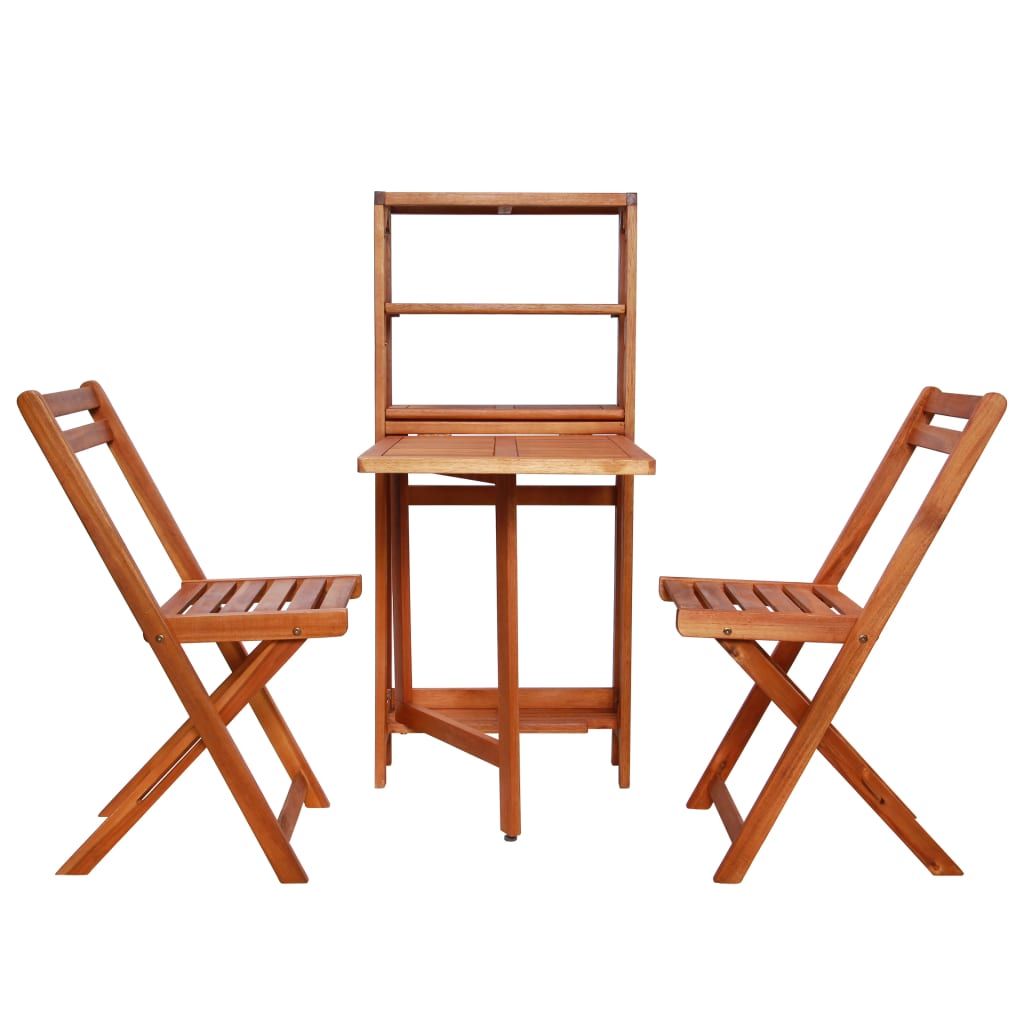 Sammenleggbart bistrosett 3 deler heltre akasie