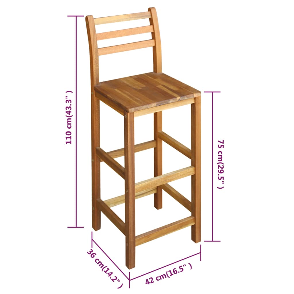 Barstoler 2 stk heltre akasie