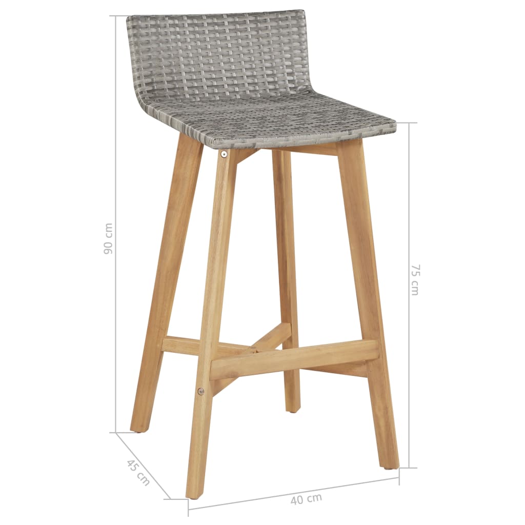 Barstoler 2 stk heltre akasie