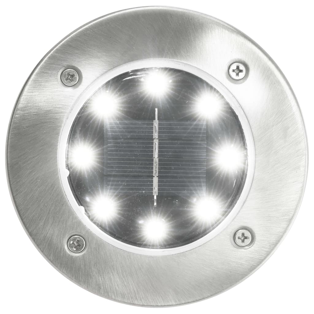Soldrevet bakkelys 8 stk LED-lys hvit