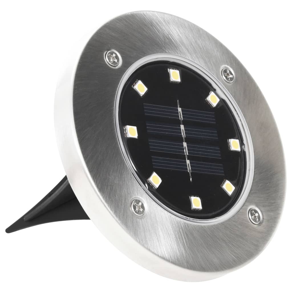 Soldrevet bakkelys 8 stk LED-lys hvit