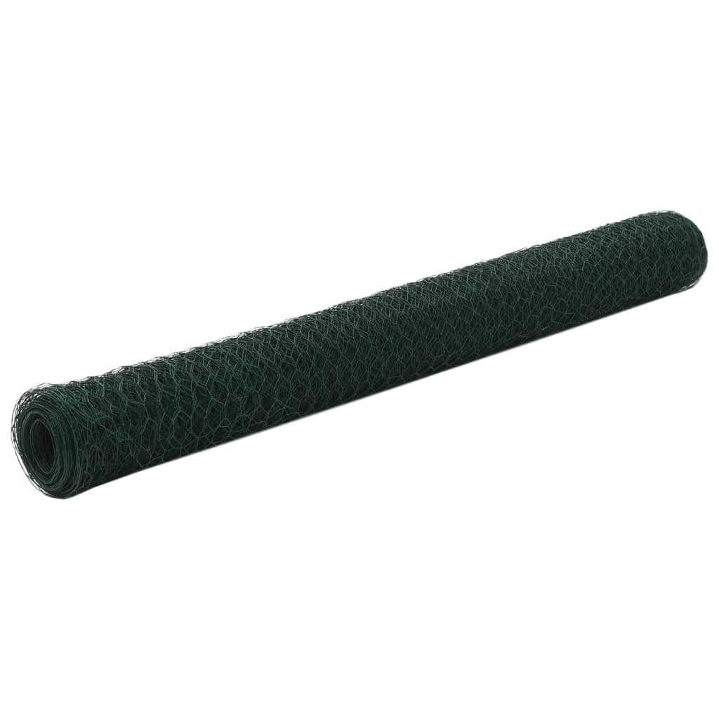 Trådgjerde kylling stål med PVC-belegg 25x1,2 m grønn