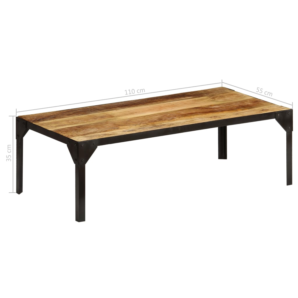 Salongbord heltre mango og stål 110 cm