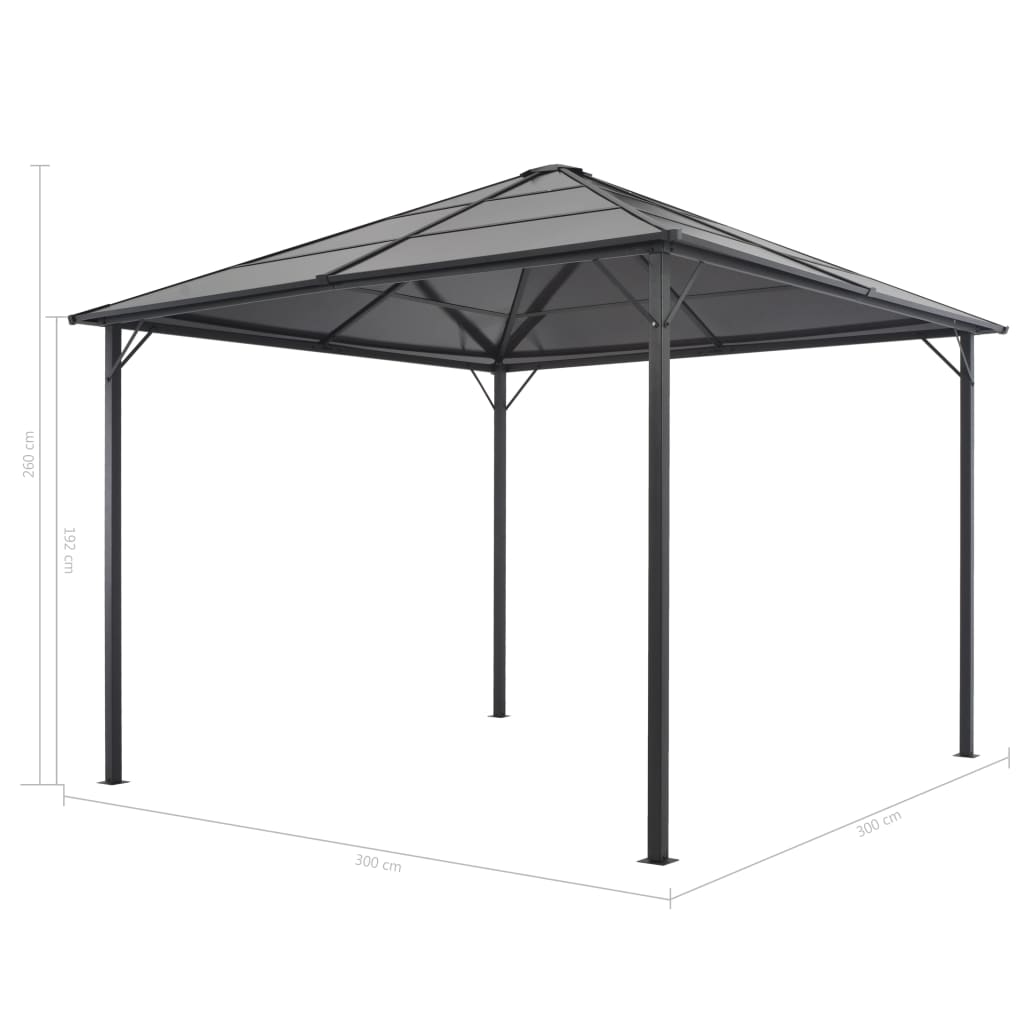 Paviljong med tak aluminium 3x3 m antrasitt