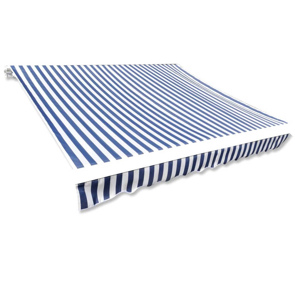 Erstatningsduk for markise blå og hvit 4,5x3 m polyester